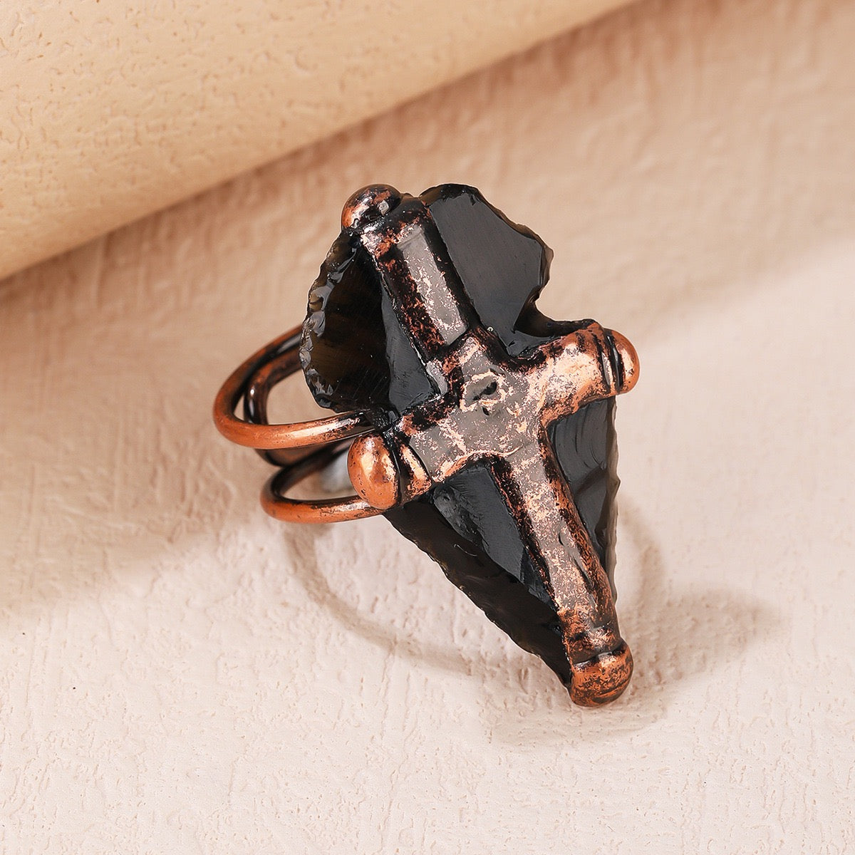 Vintage-Black Obsidian Rings