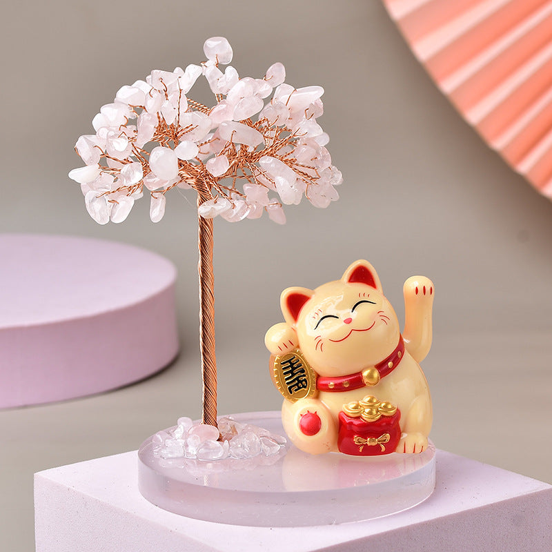 Home Decor-Fortune Cat Crystal Tree