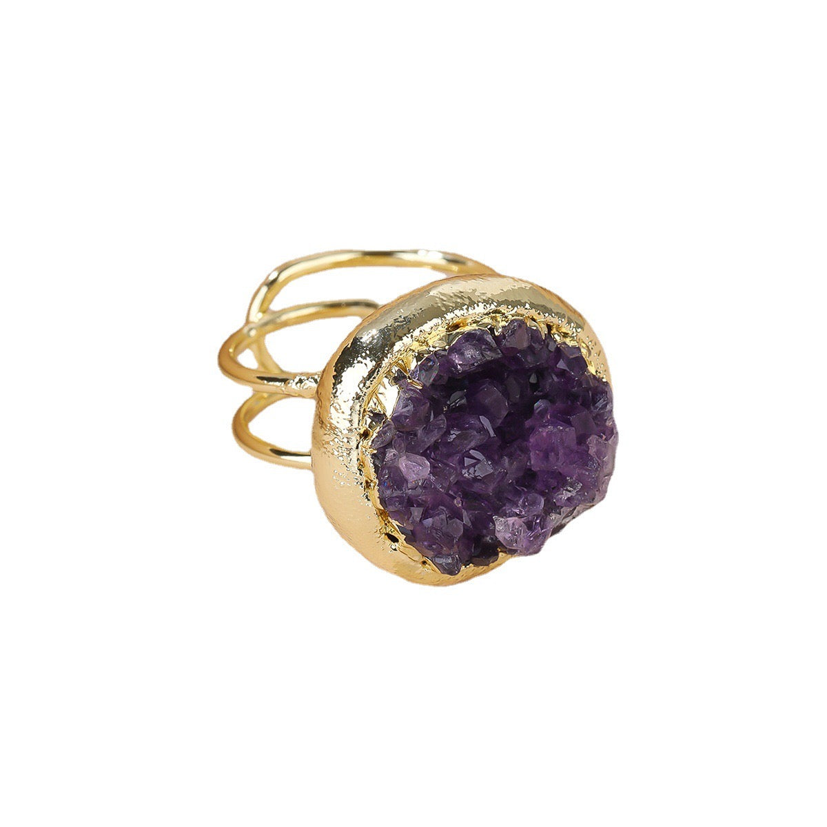 Vintage-Amethyst Cluster Ring - Gold