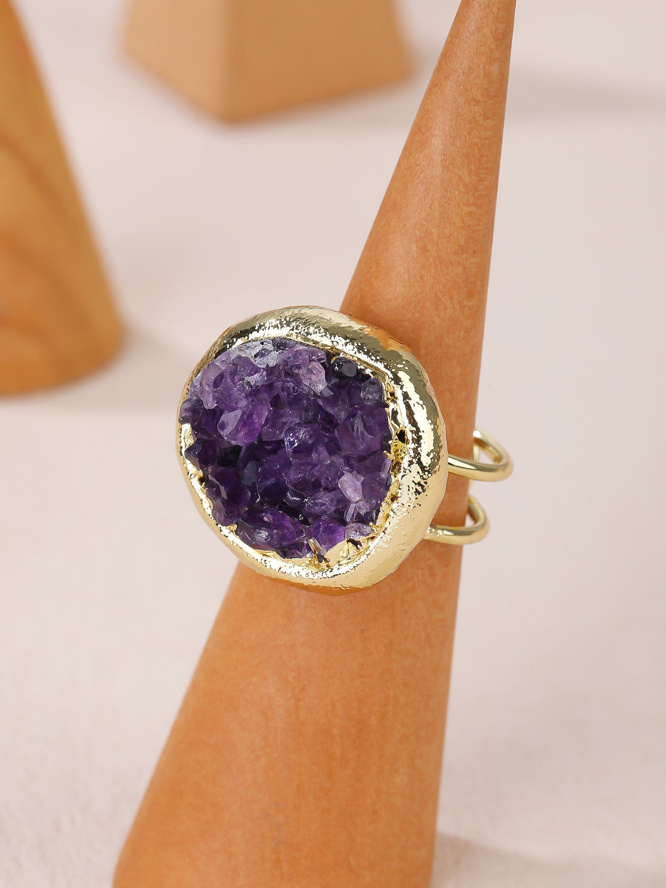 Vintage-Amethyst Cluster Ring - Gold