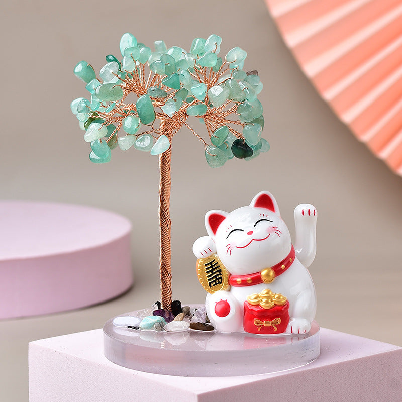 Home Decor-Fortune Cat Crystal Tree