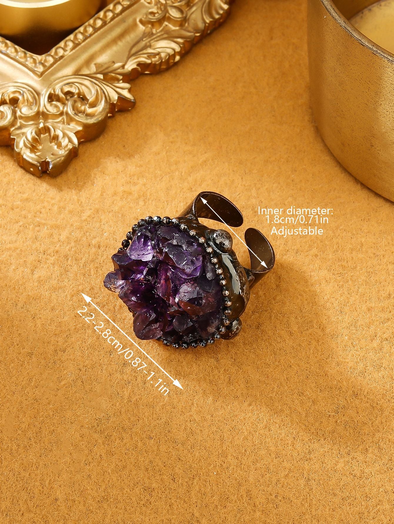 Vintage-Amethyst Cluster Ring - Copper