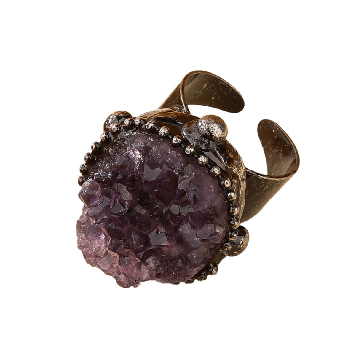 Vintage-Amethyst Cluster Ring - Copper