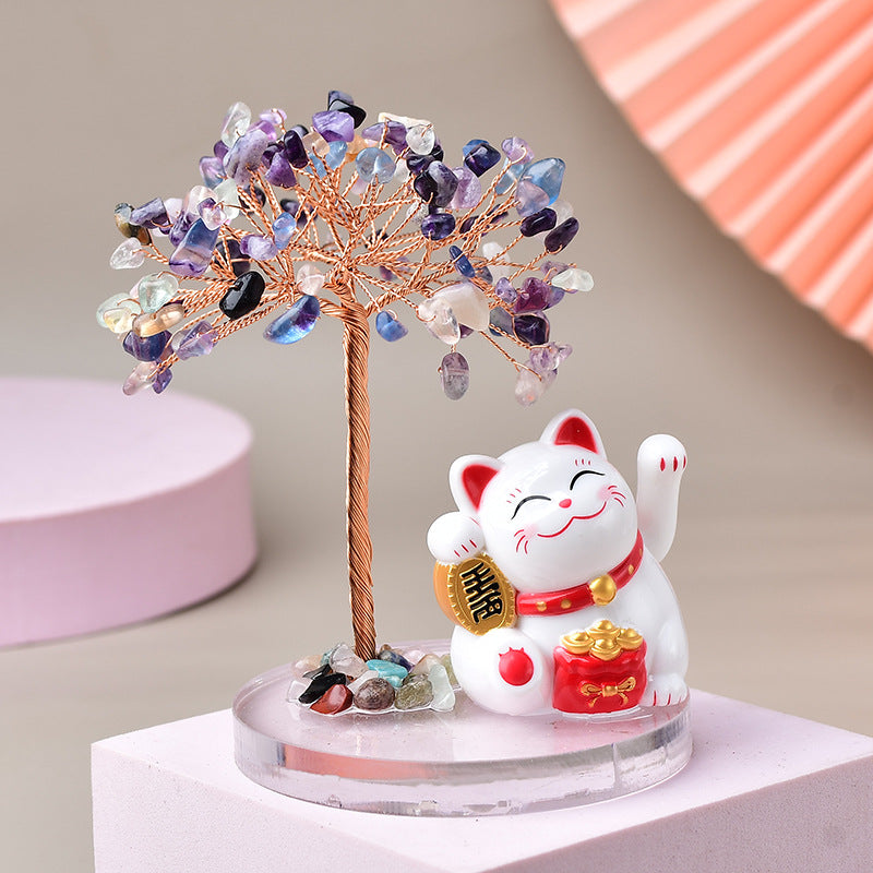 Home Decor-Fortune Cat Crystal Tree