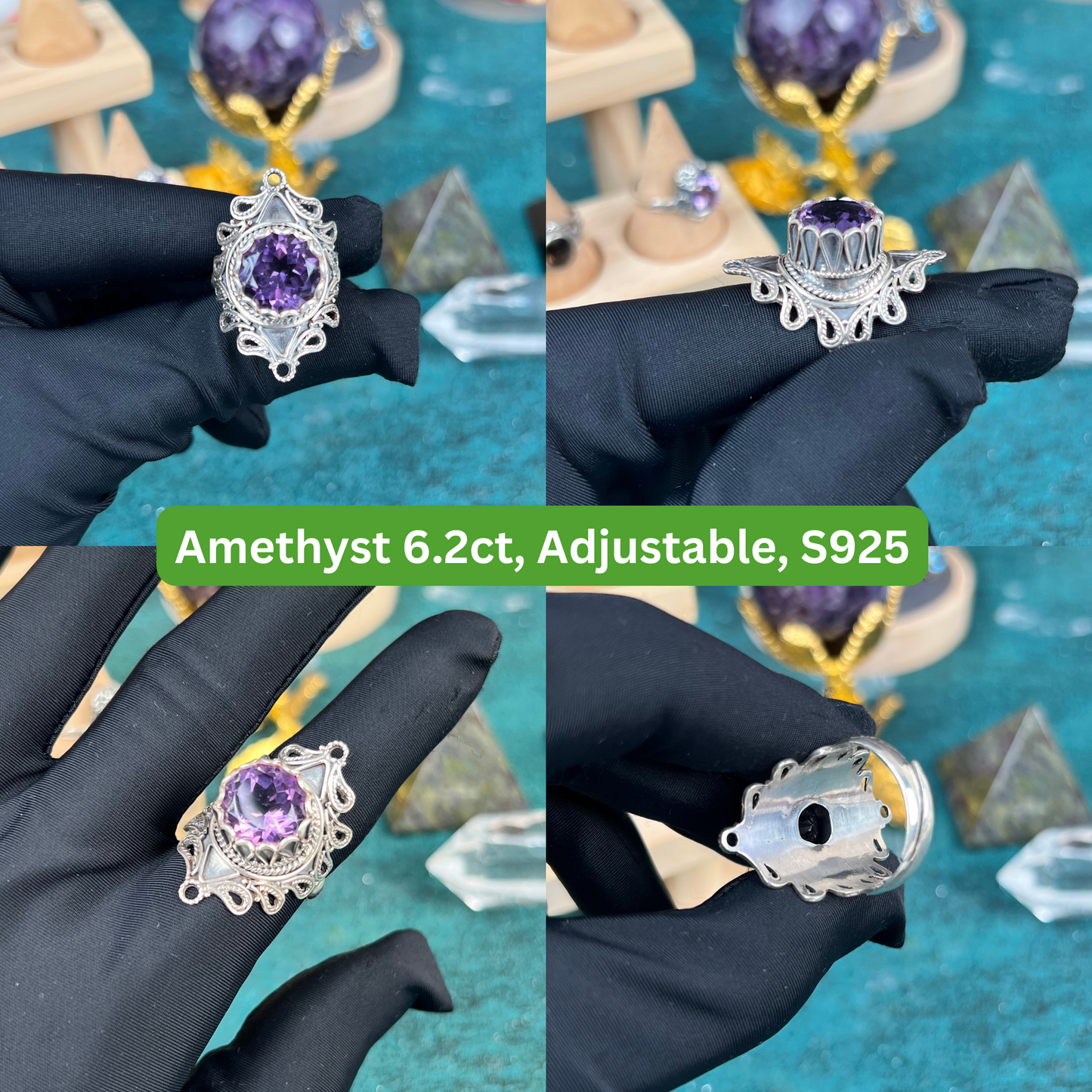 Nepal Ring, Silver Ring with Amethyst 6.2ct