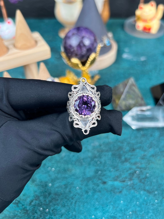 Nepal Ring, Silver Ring with Amethyst 6.2ct