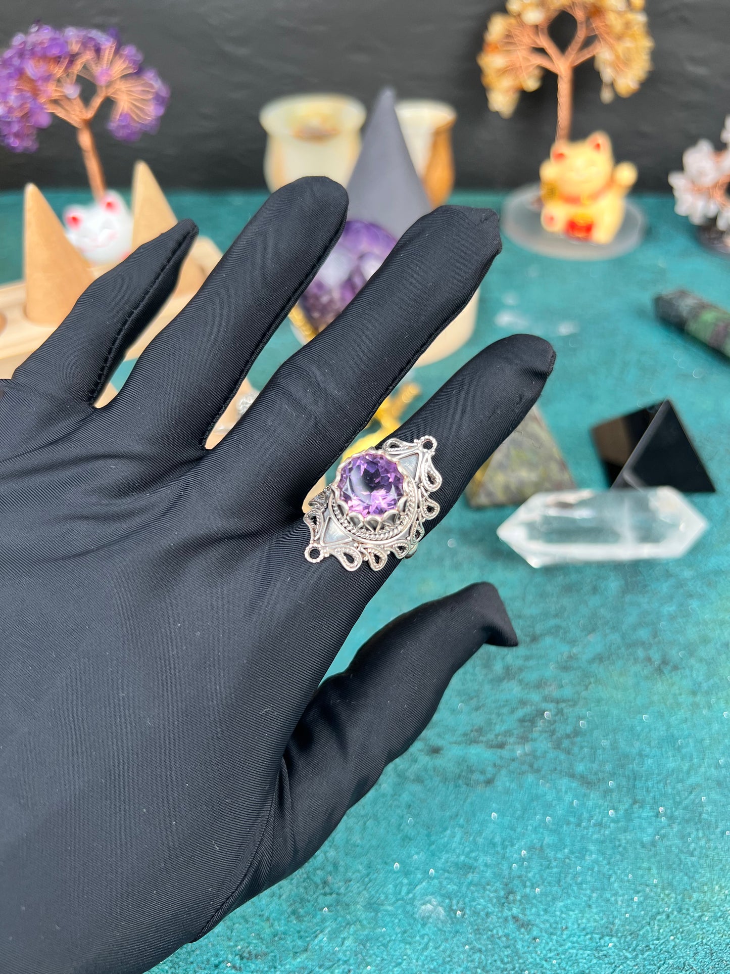 Nepal Ring, Silver Ring with Amethyst 6.2ct