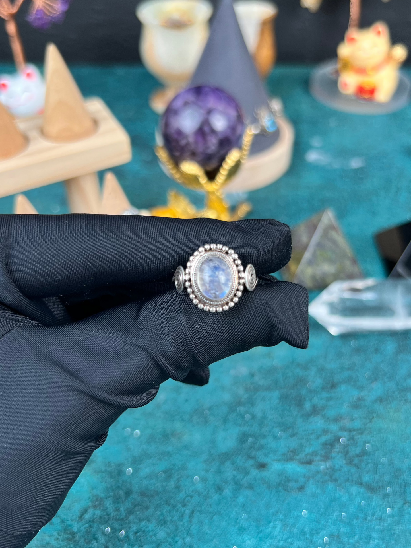 Nepal Ring, Silver Ring with Moonstone