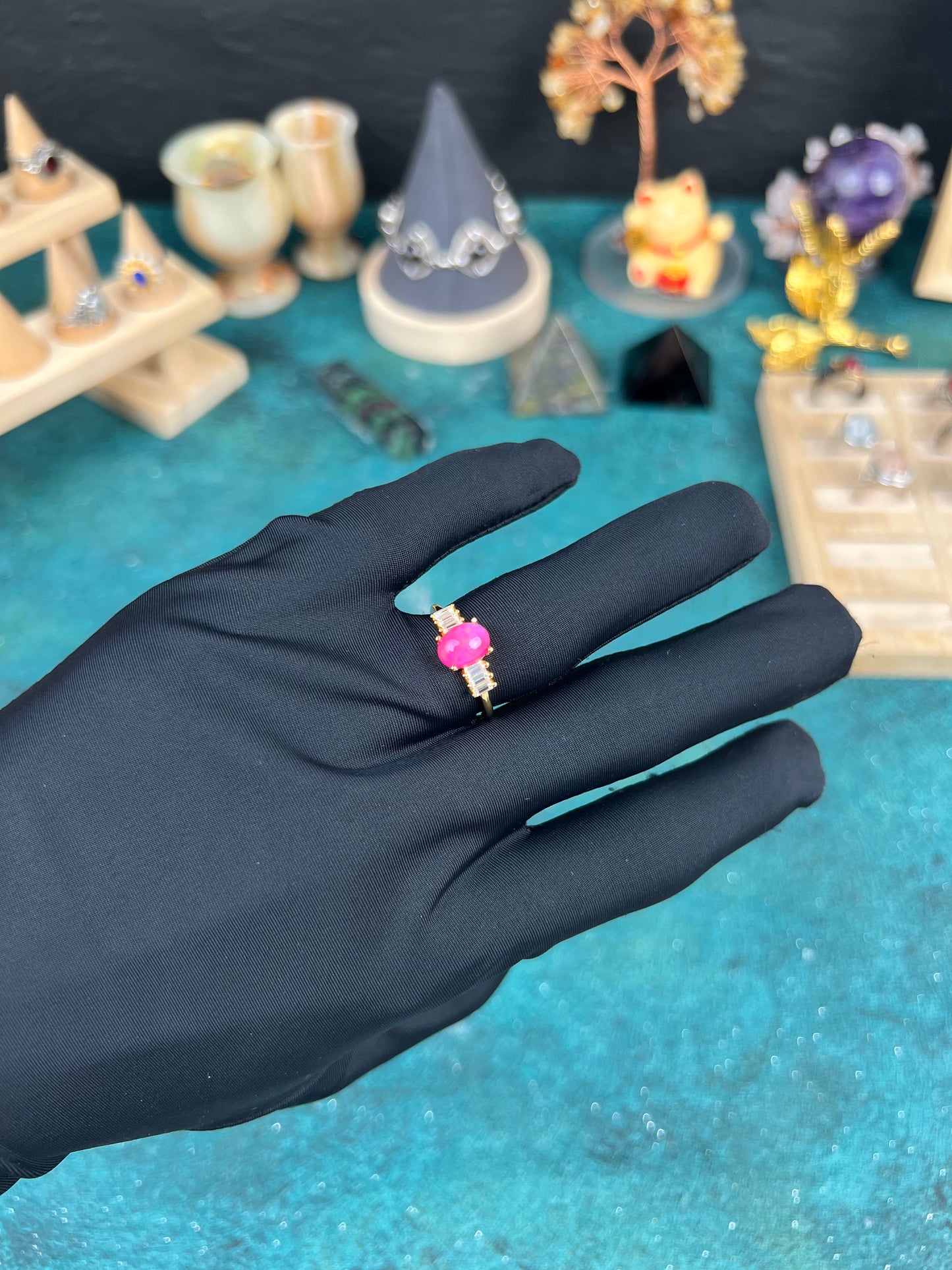 Pink Opal Ring Sterling Silver