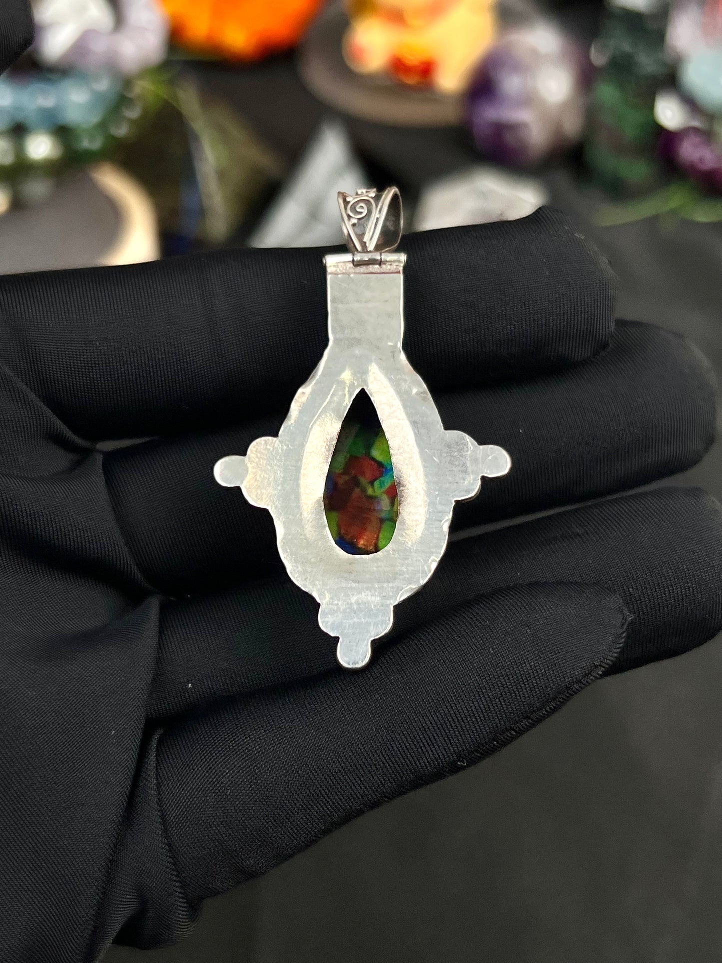 Nepal Pendant, Silver Pendant with Coated Opal 14.3ct