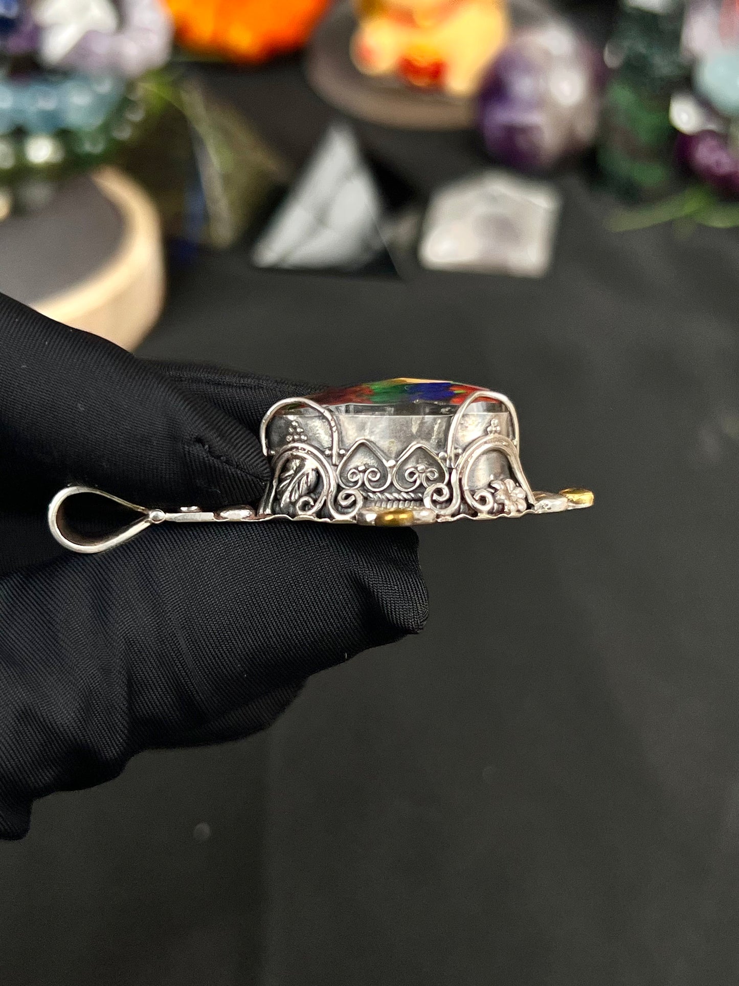 Nepal Pendant, Silver Pendant with Coated Opal 14.3ct