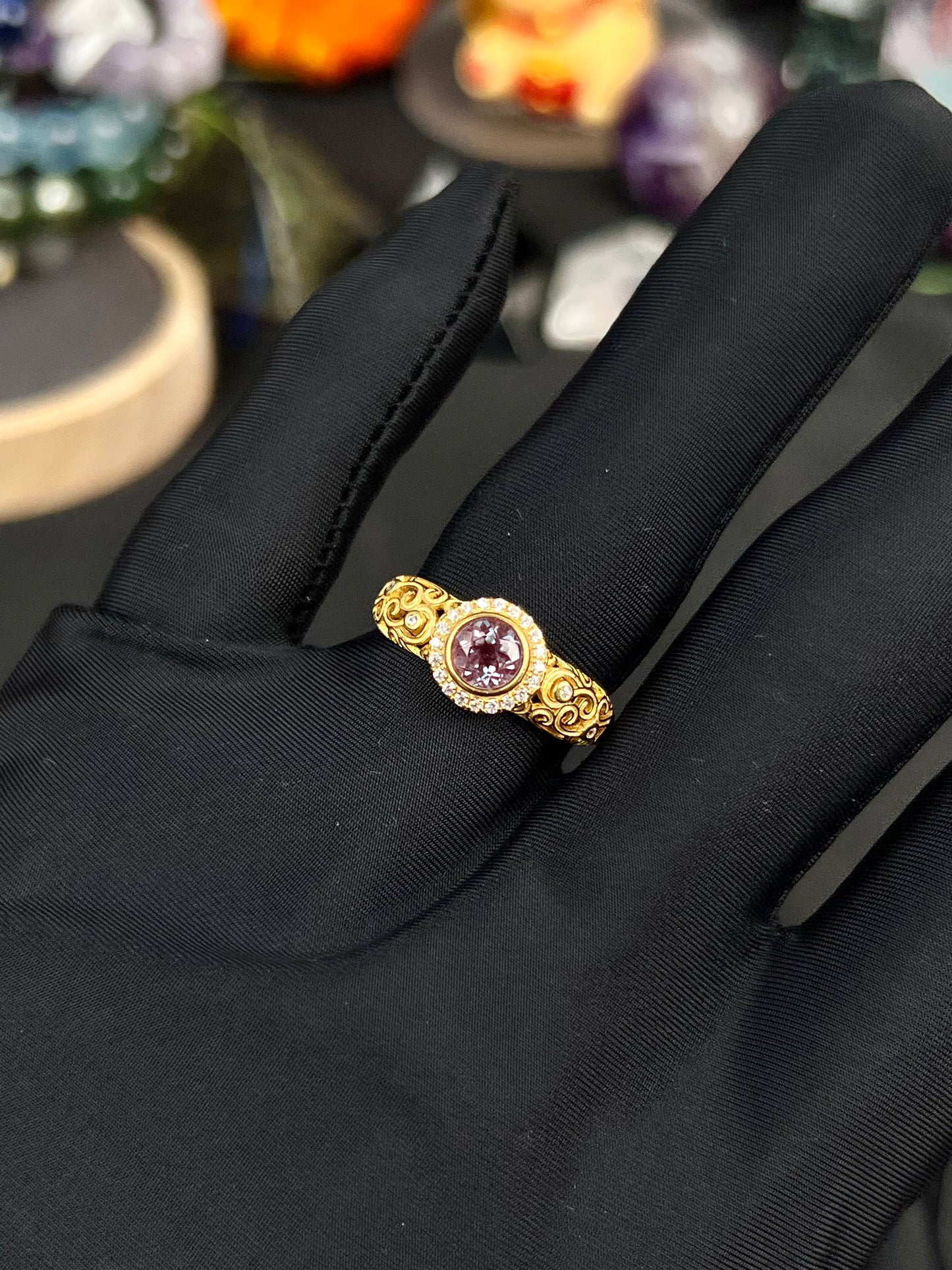 Alexandrite Ring Sterling Silver Gold plated