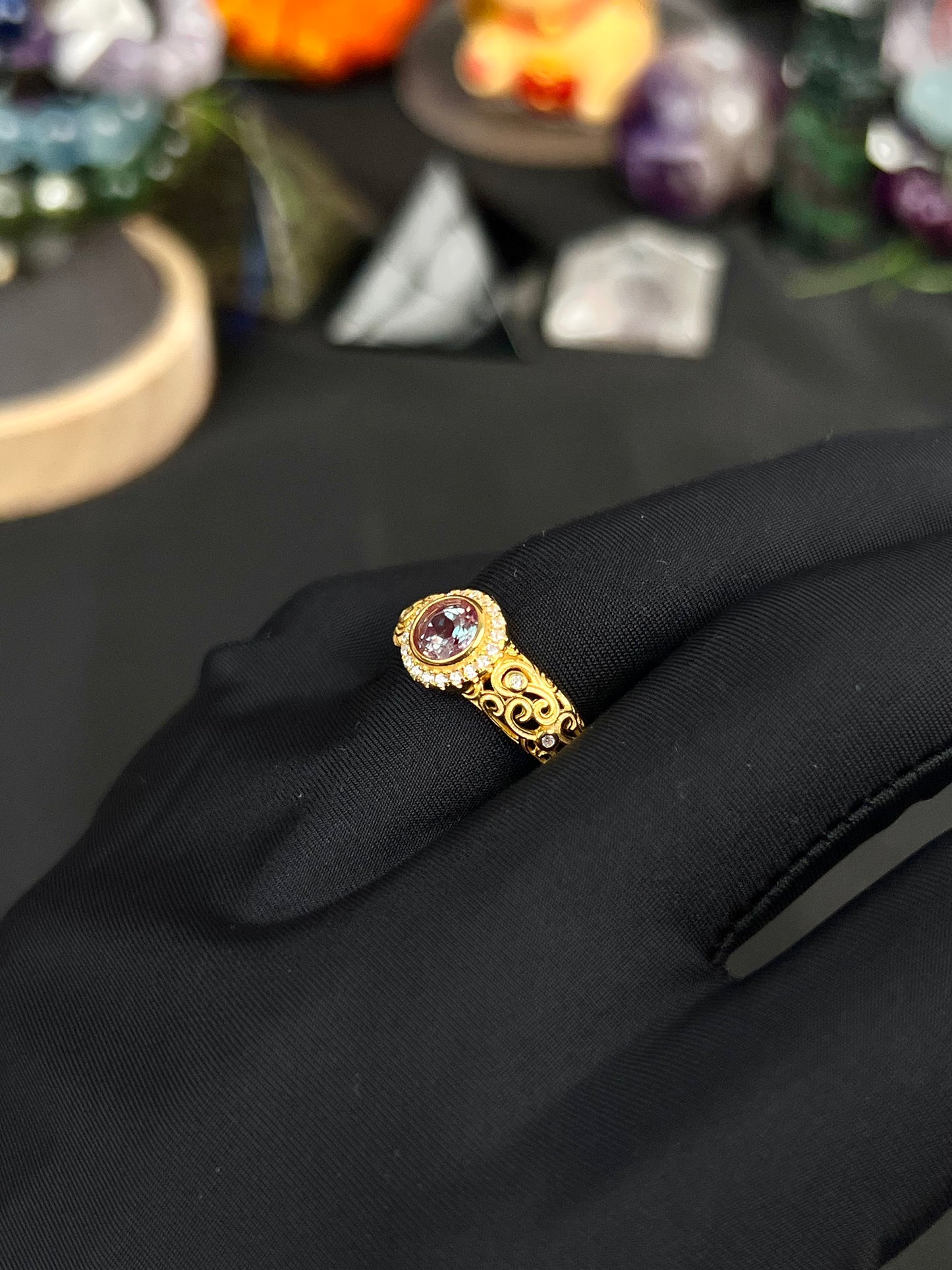 Alexandrite Ring Sterling Silver Gold plated