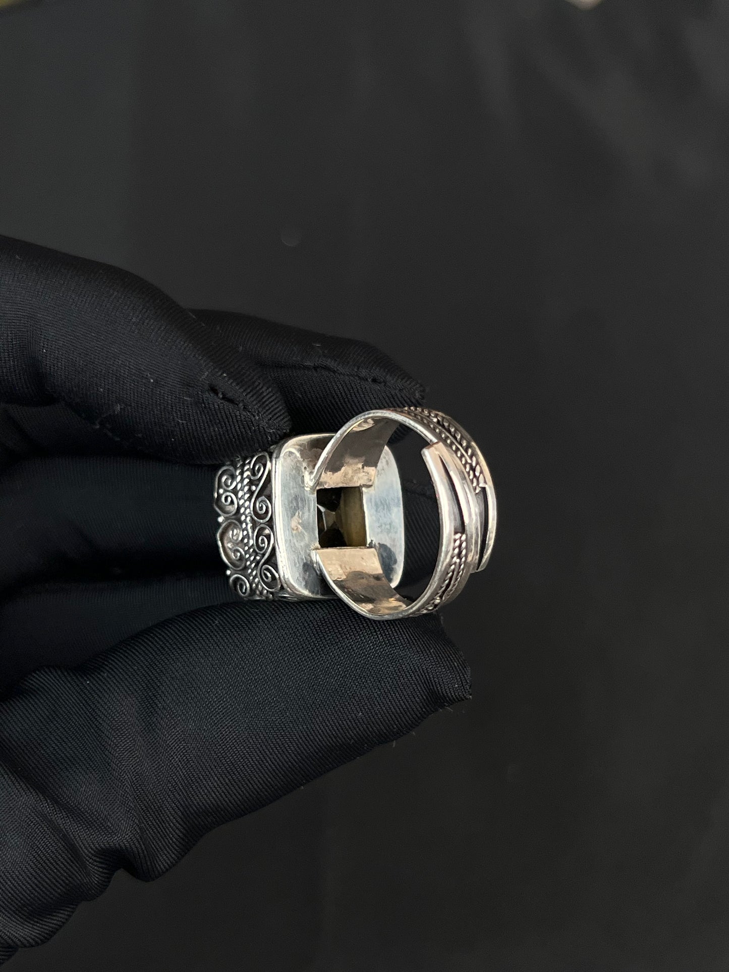 Citrine Square Nepal Style Silver Ring