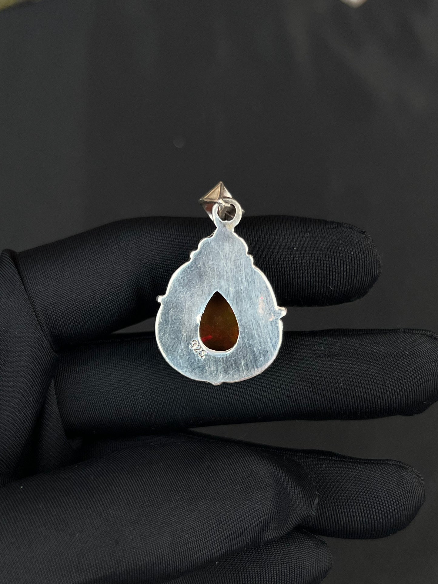 Black Opal Pendant Nepal Style Sterling Silver