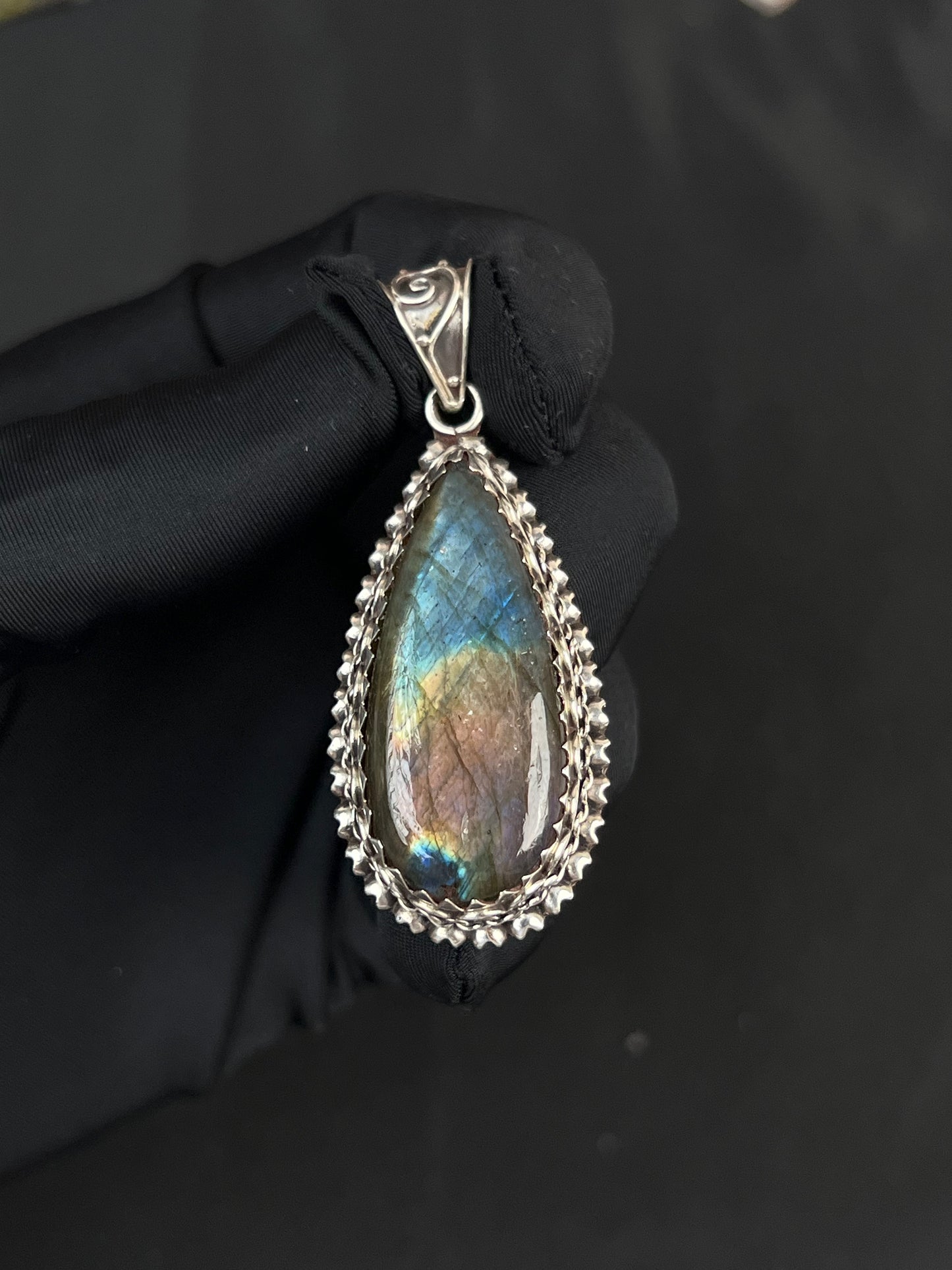 Labradorite Pendant Nepal Style Sterling Silver