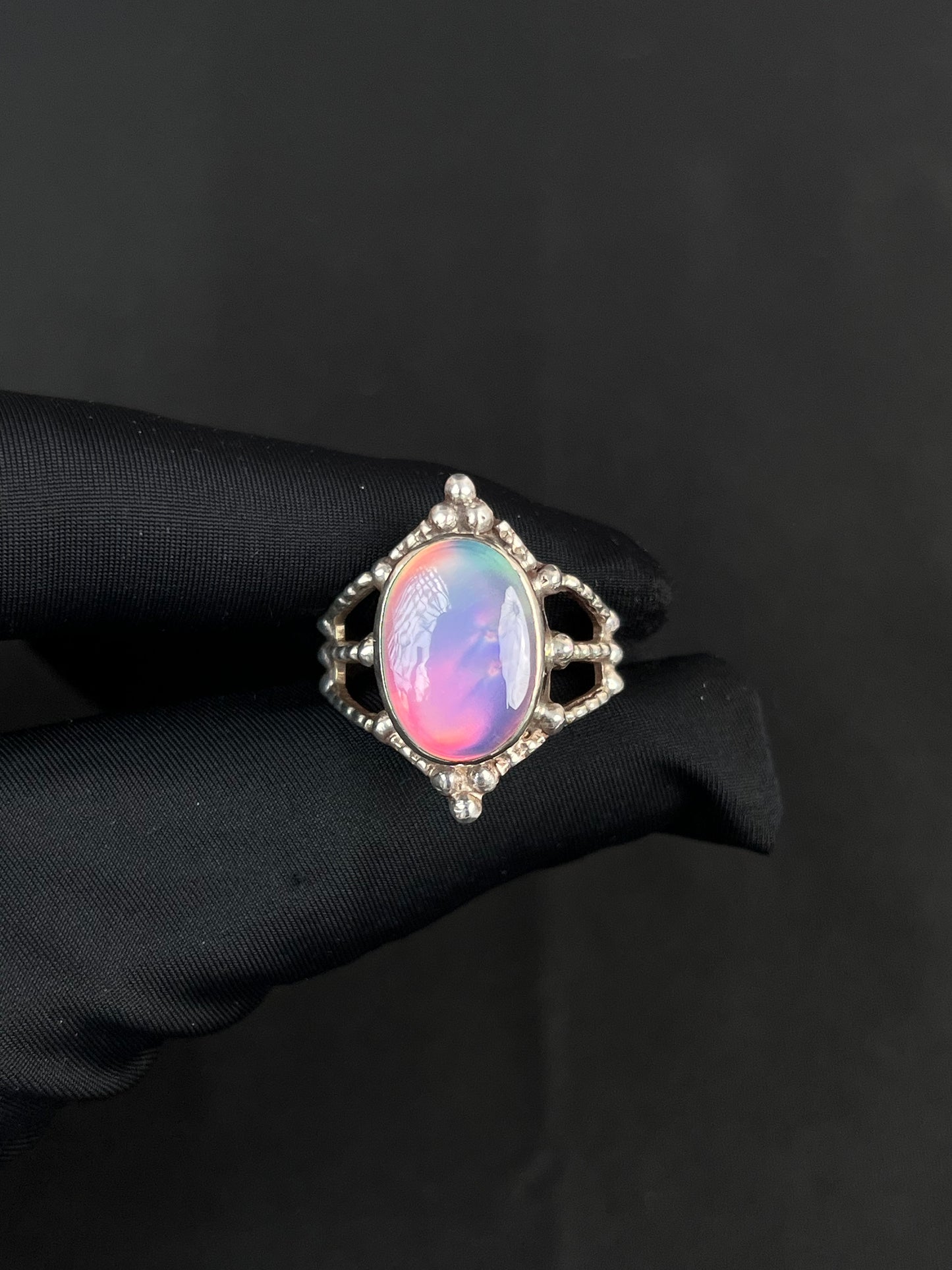 Aura Opal Ring Sterling Silver Nepal Style