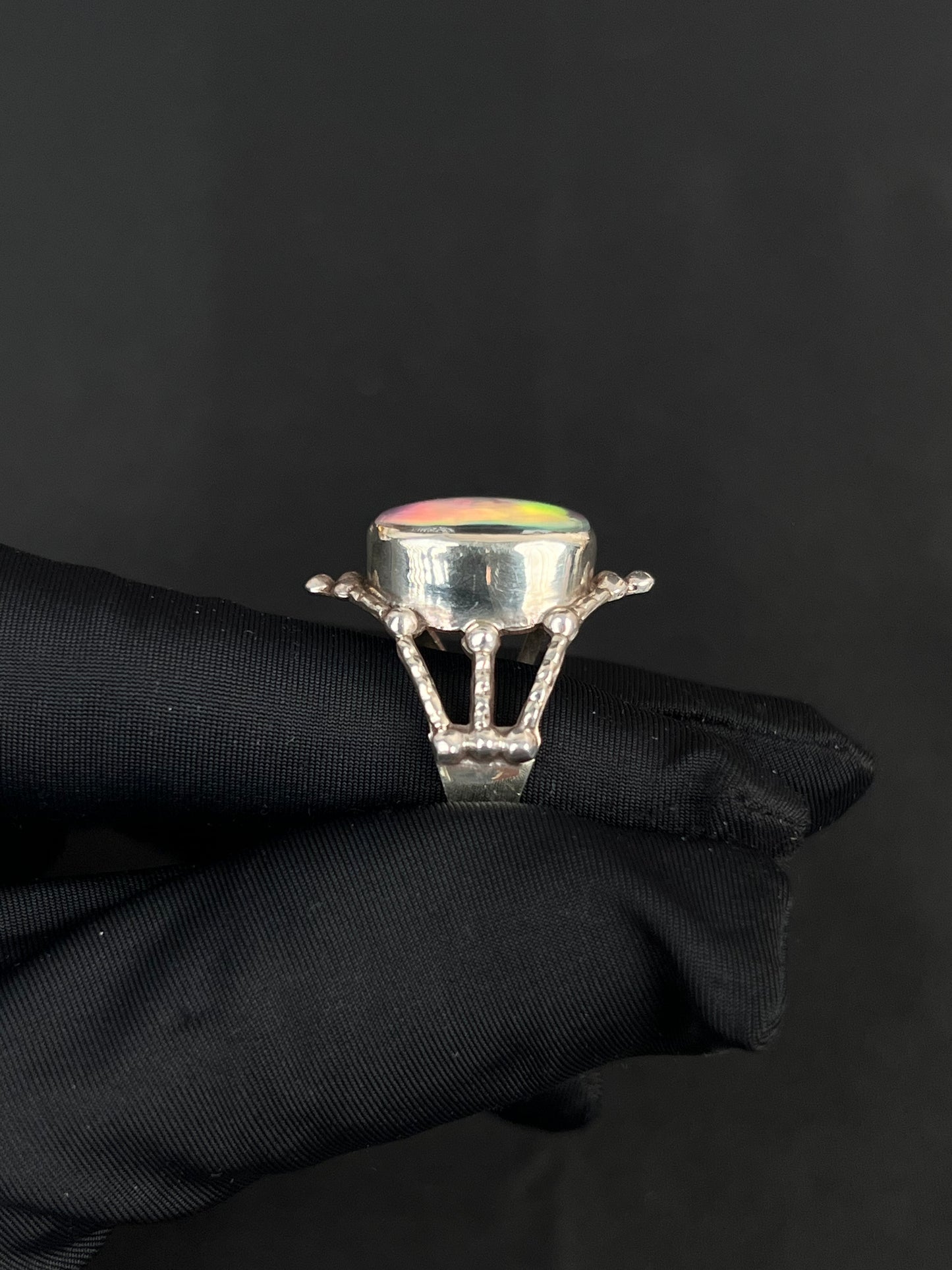 Aura Opal Ring Sterling Silver Nepal Style