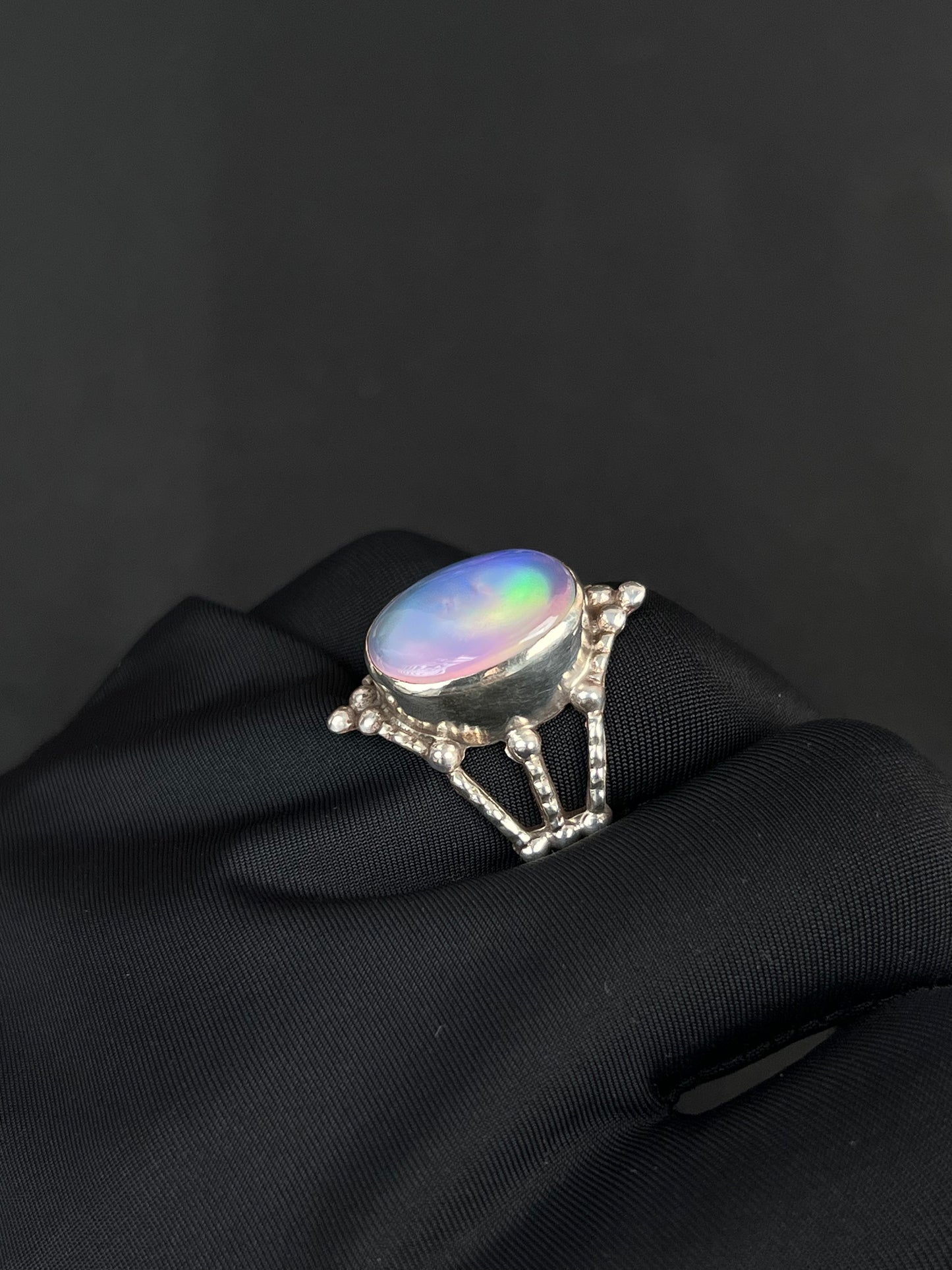 Aura Opal Ring Sterling Silver Nepal Style