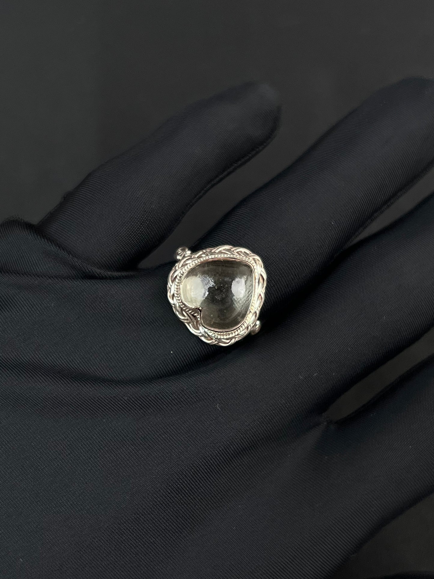 Green Amethyst Ring Sterling Silver Nepal Style