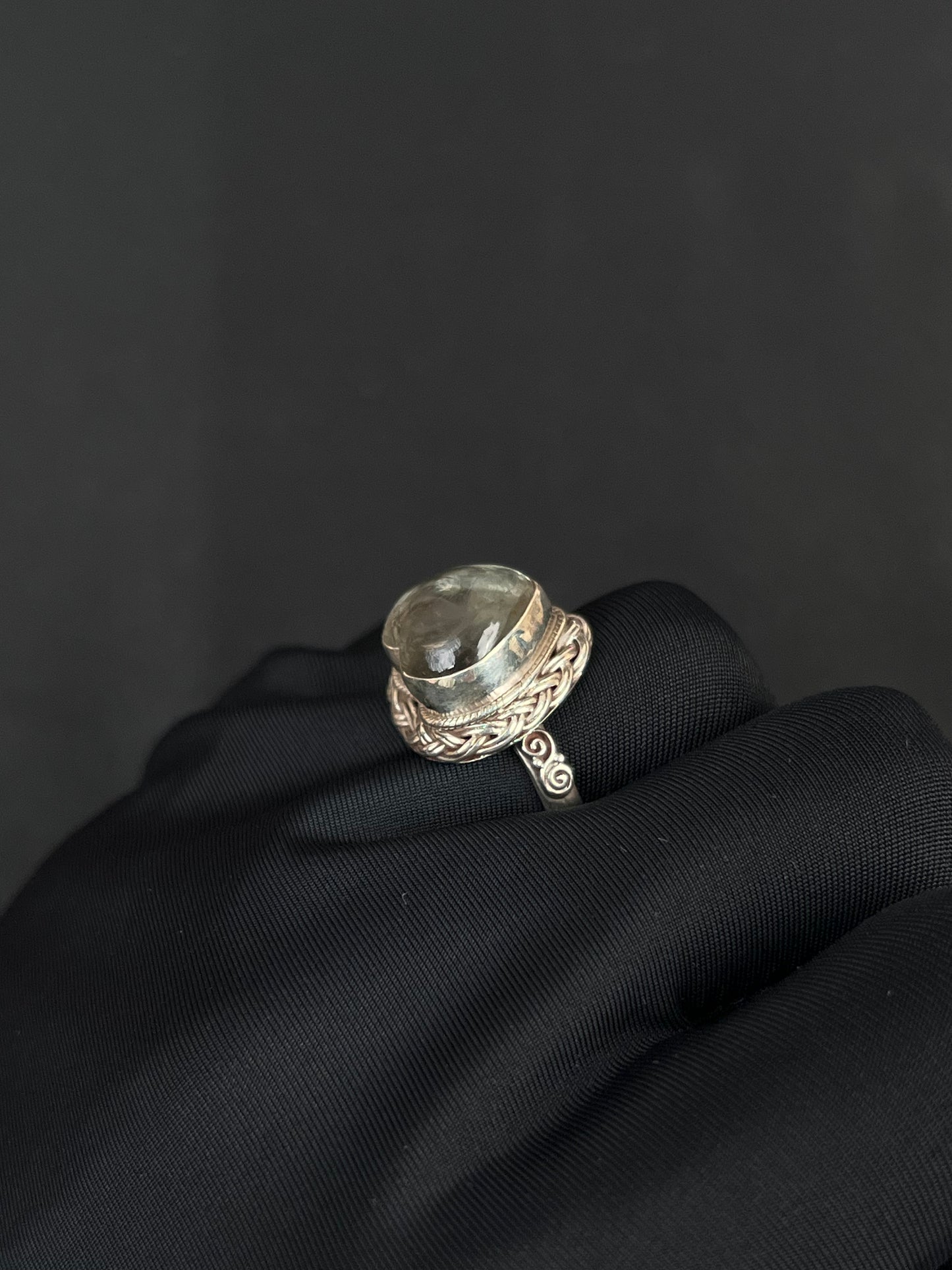 Green Amethyst Ring Sterling Silver Nepal Style