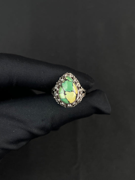 Green Turquoise Ring Sterling Silver Nepal Style