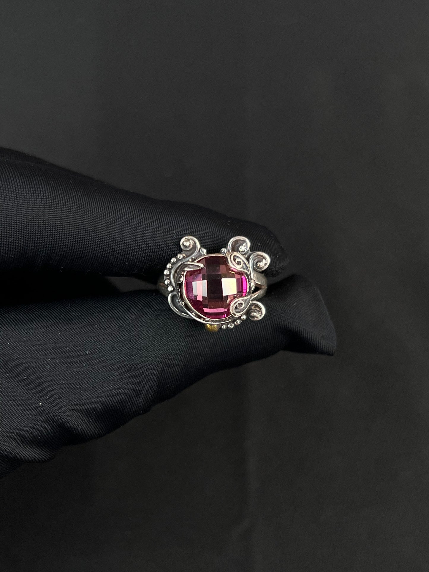 Pink Topaz Ring Sterling Silver Nepal Style