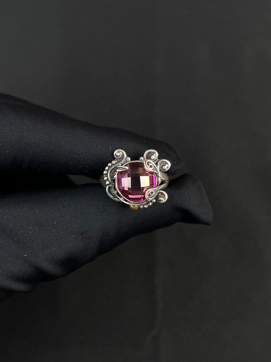 Pink Topaz Ring Sterling Silver Nepal Style