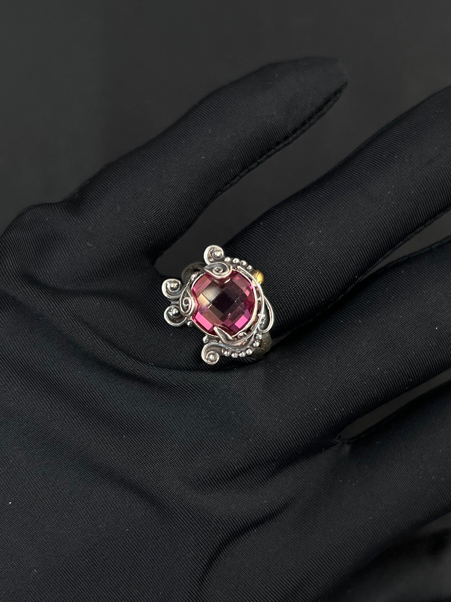 Pink Topaz Ring Sterling Silver Nepal Style