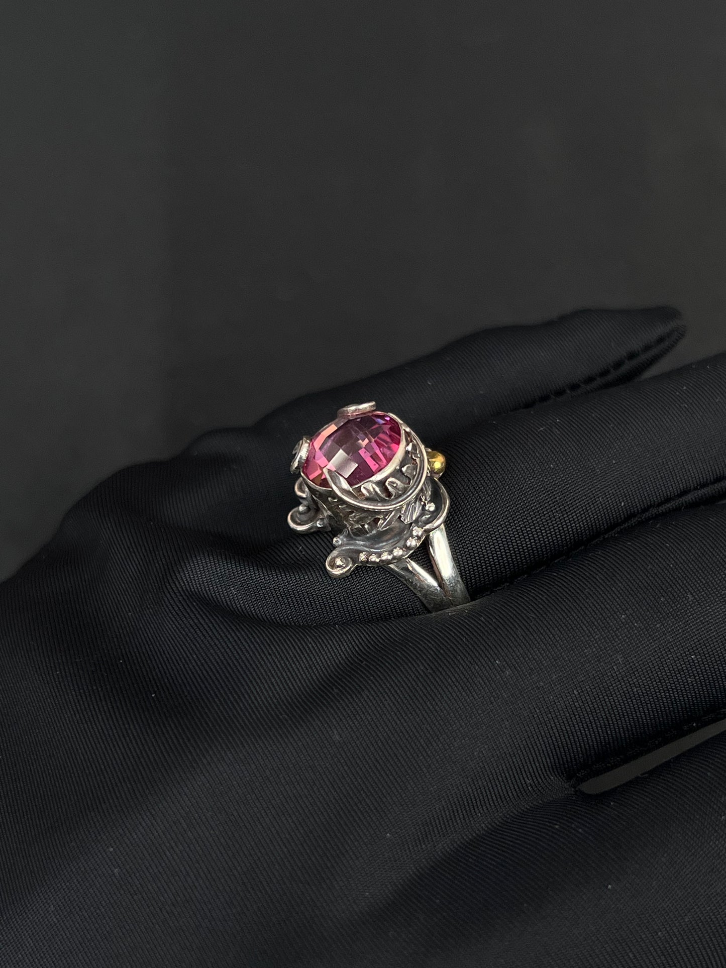 Pink Topaz Ring Sterling Silver Nepal Style