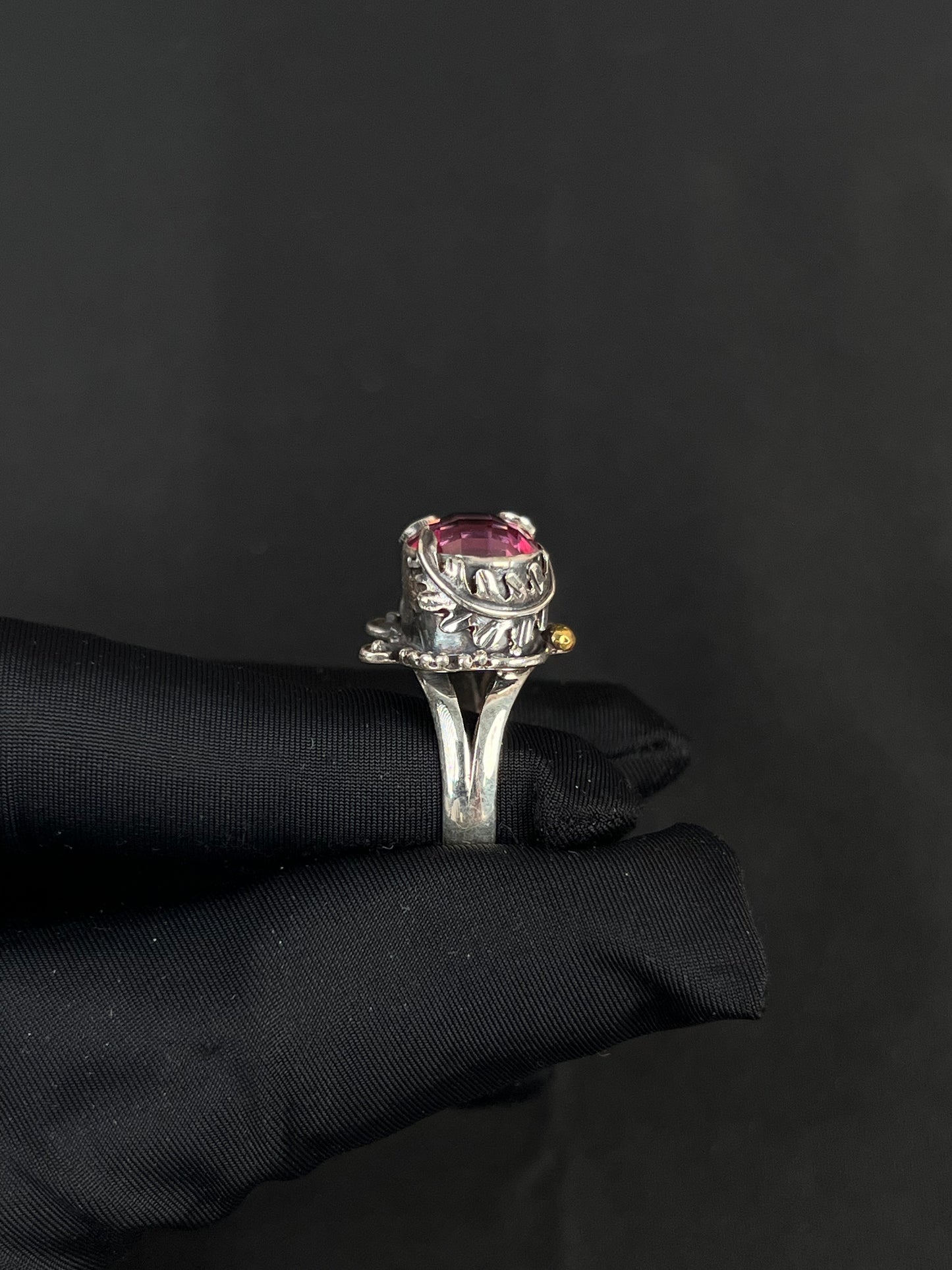 Pink Topaz Ring Sterling Silver Nepal Style