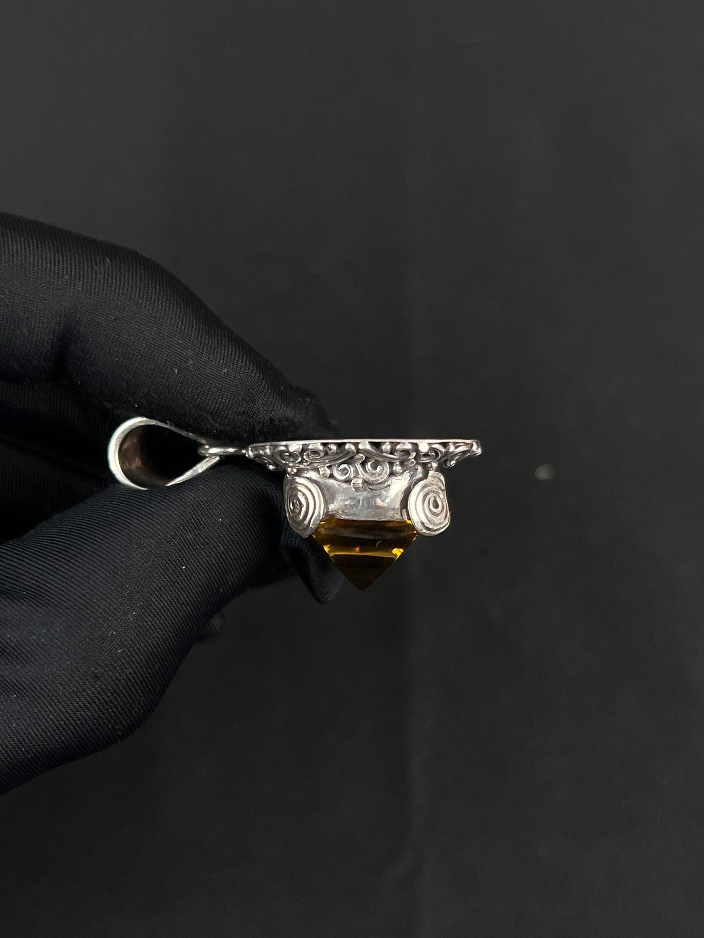 Citrine Pendant Nepal Style Sterling Silver