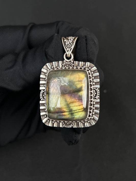 Labradorite Pendant Nepal Style Sterling Silver