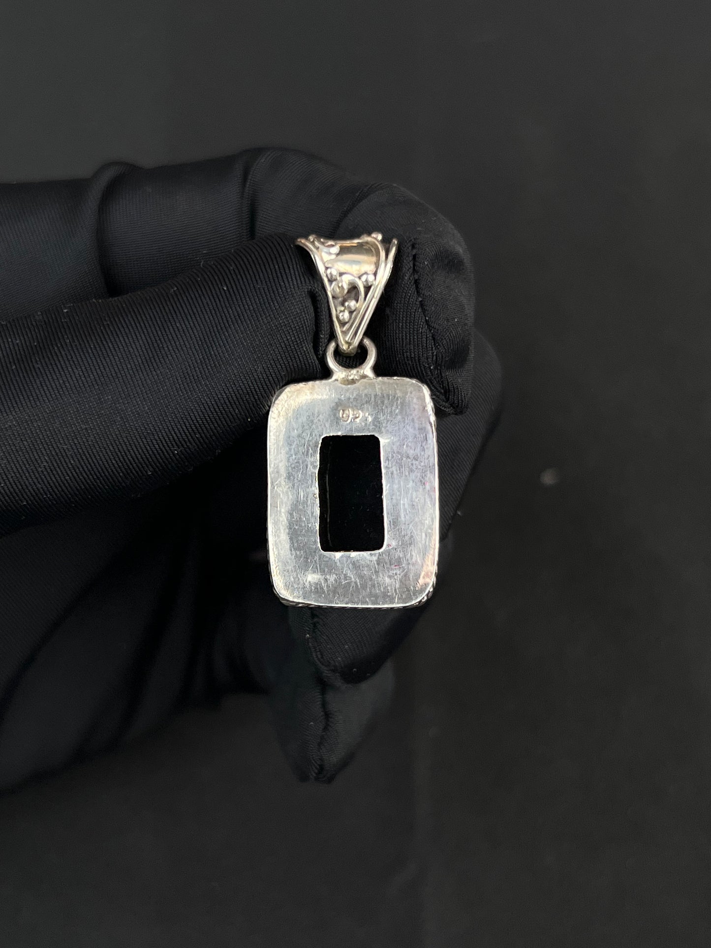 Black Onyx Pendant Nepal Style Sterling Silver