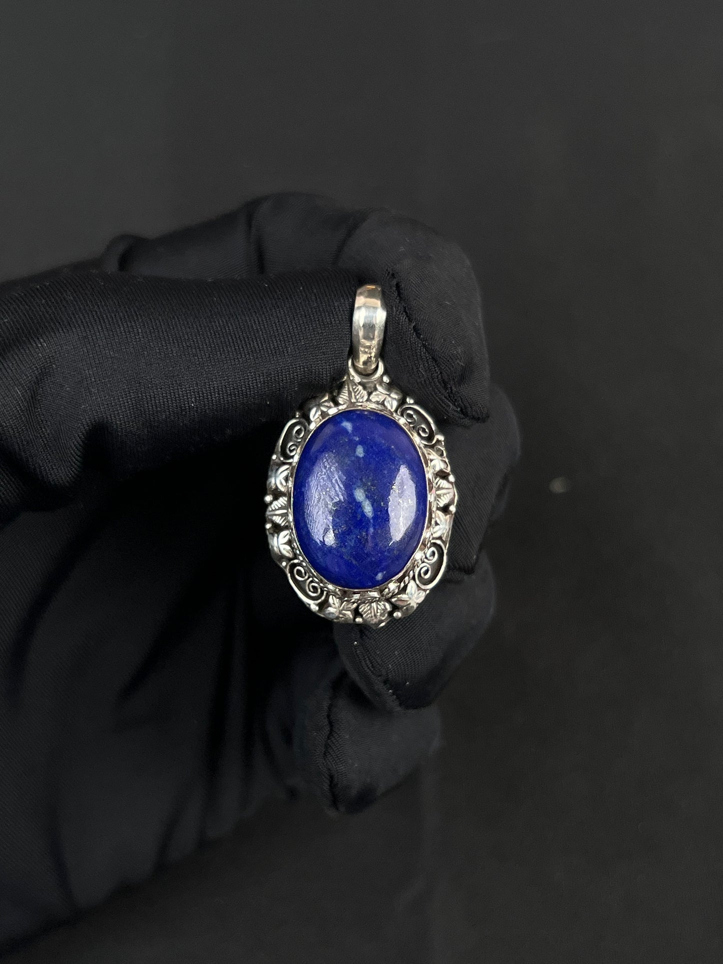 Lapis Lazuli Pendant Nepal Style Sterling Silver