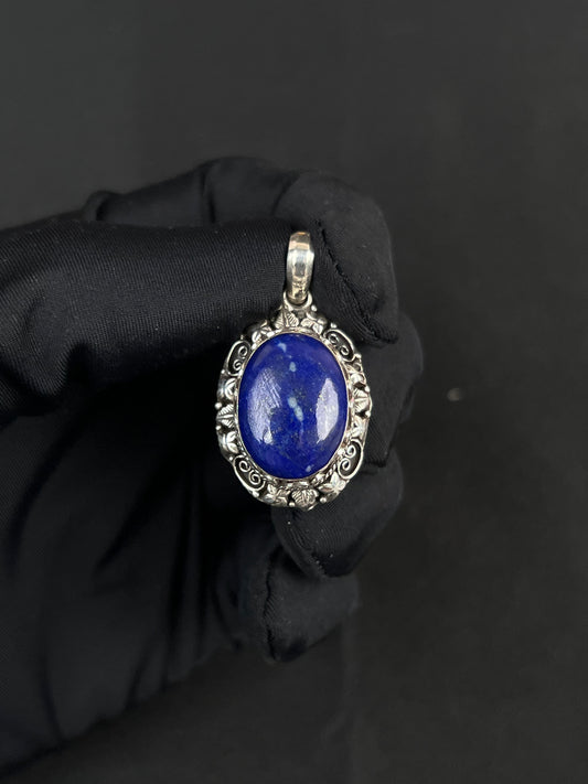 Lapis Lazuli Pendant Nepal Style Sterling Silver