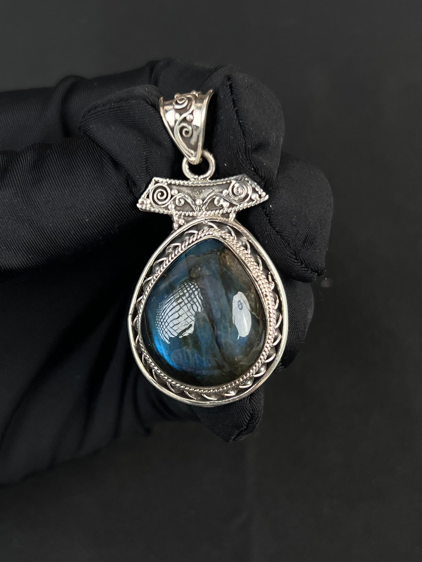 Labradorite Pendant Nepal Style Sterling Silver