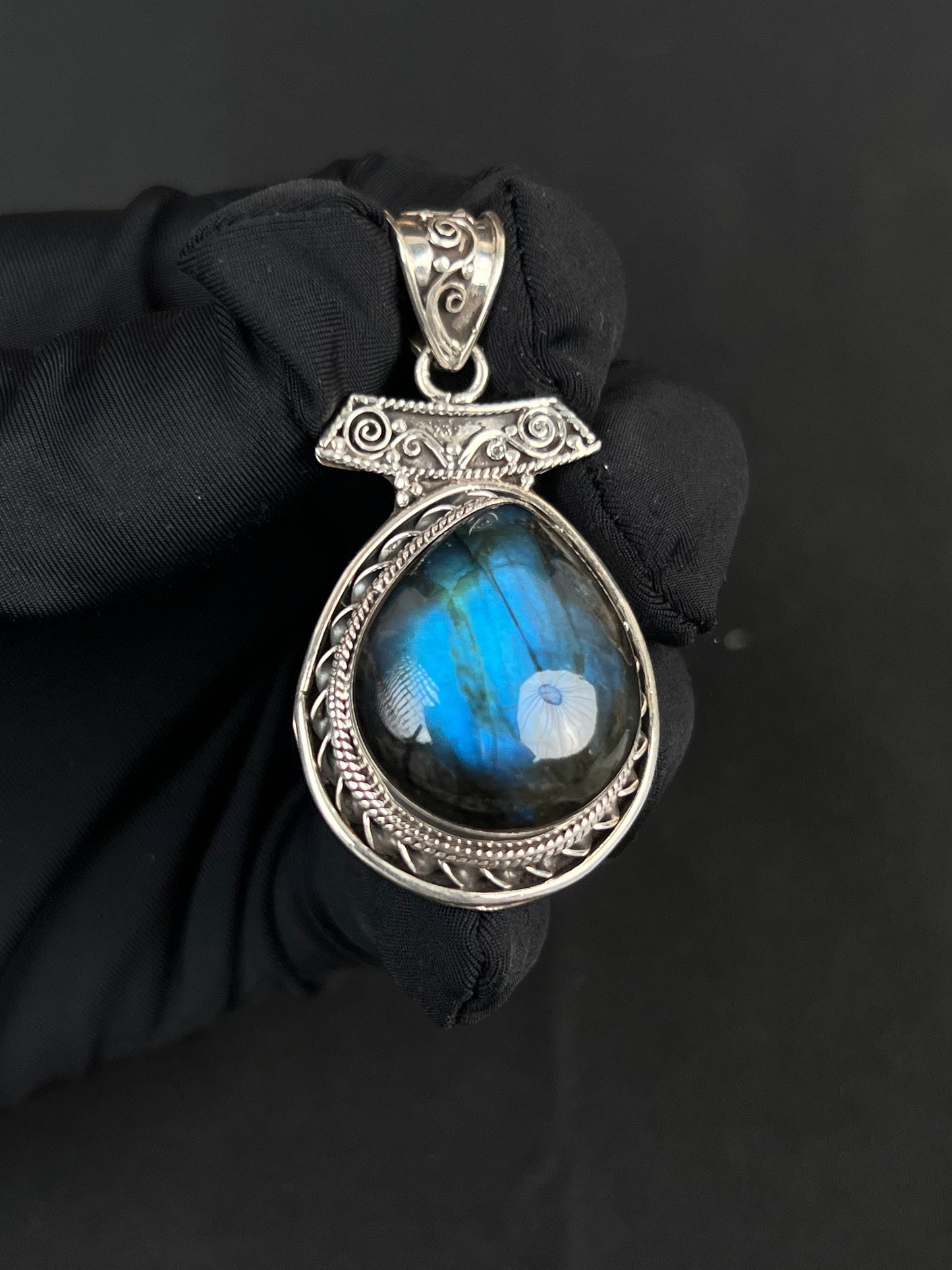 Labradorite Pendant Nepal Style Sterling Silver