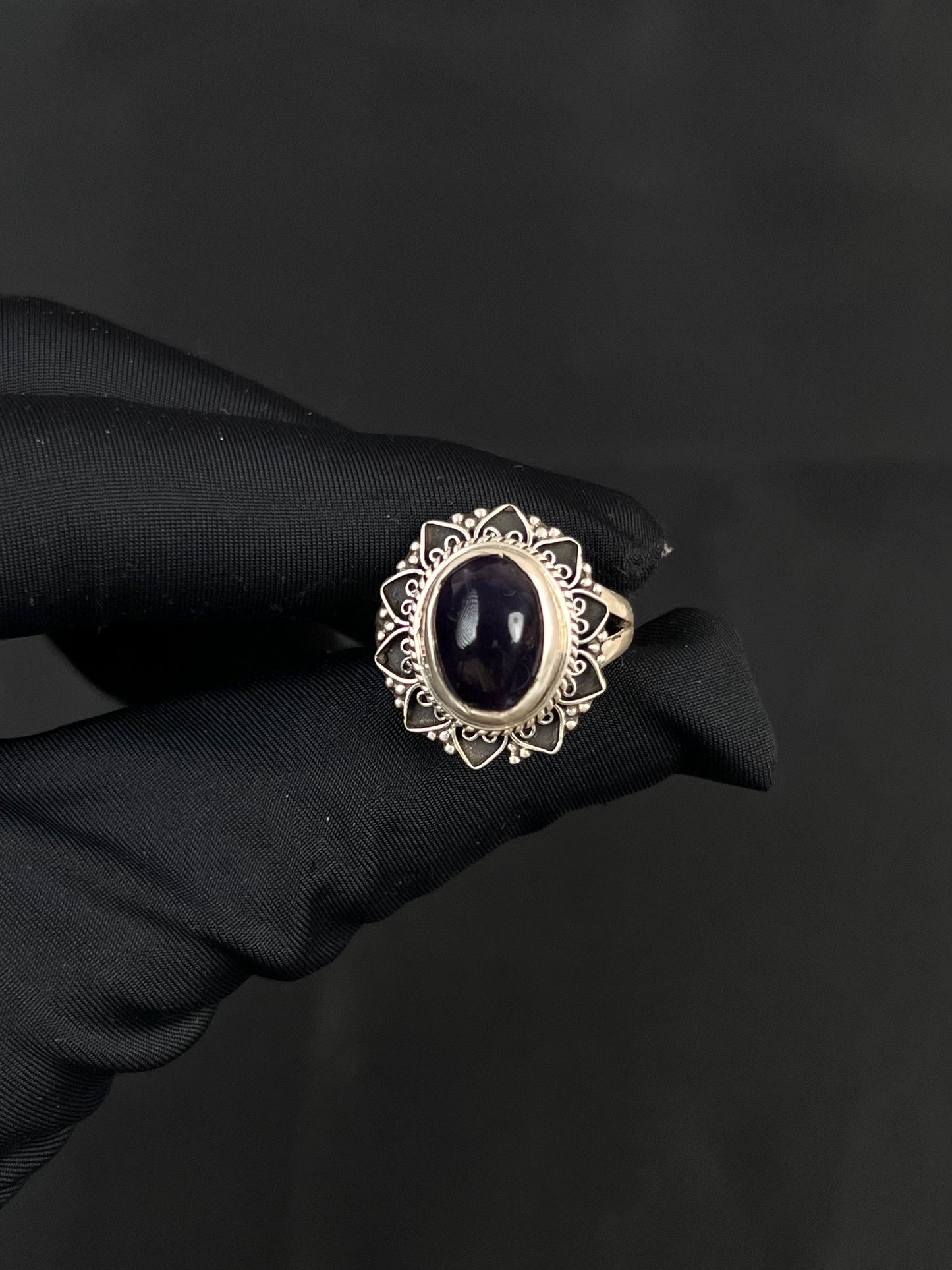 Amethyst Ring Sterling Silver Nepal Style