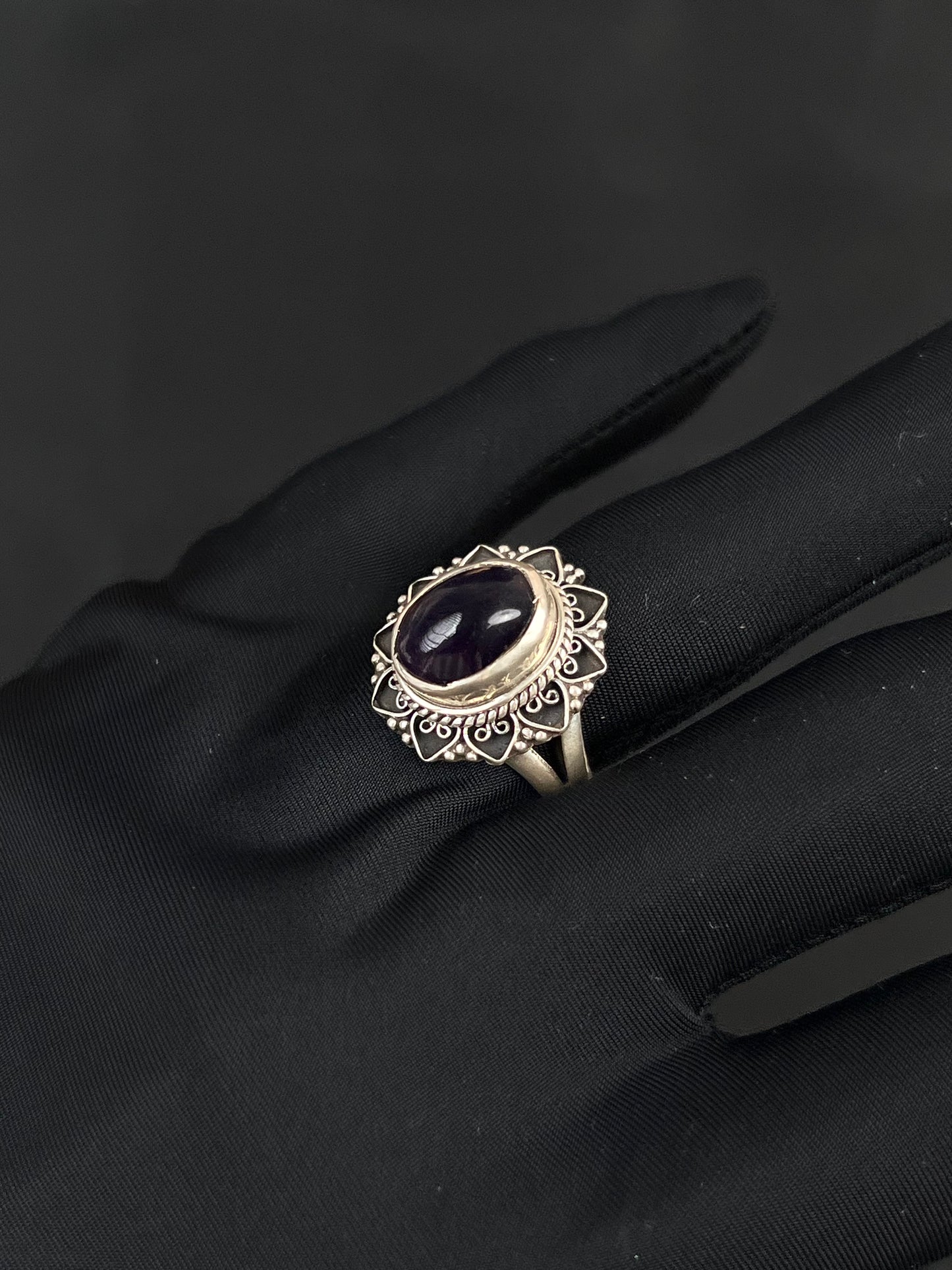 Amethyst Ring Sterling Silver Nepal Style