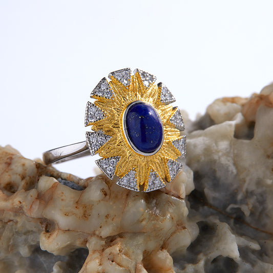 S925 Silver Ring with Natural Lapis Lazuli