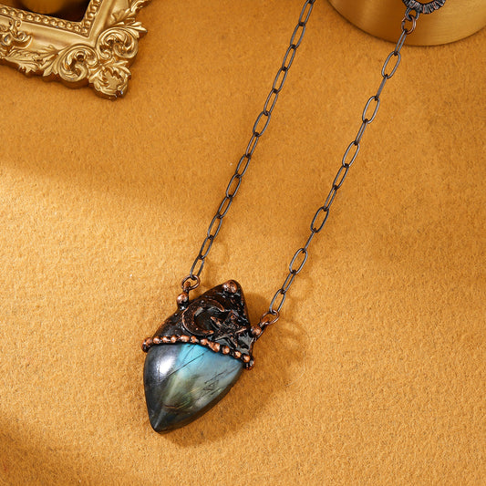 Vintage-Labradorite Heart Necklace