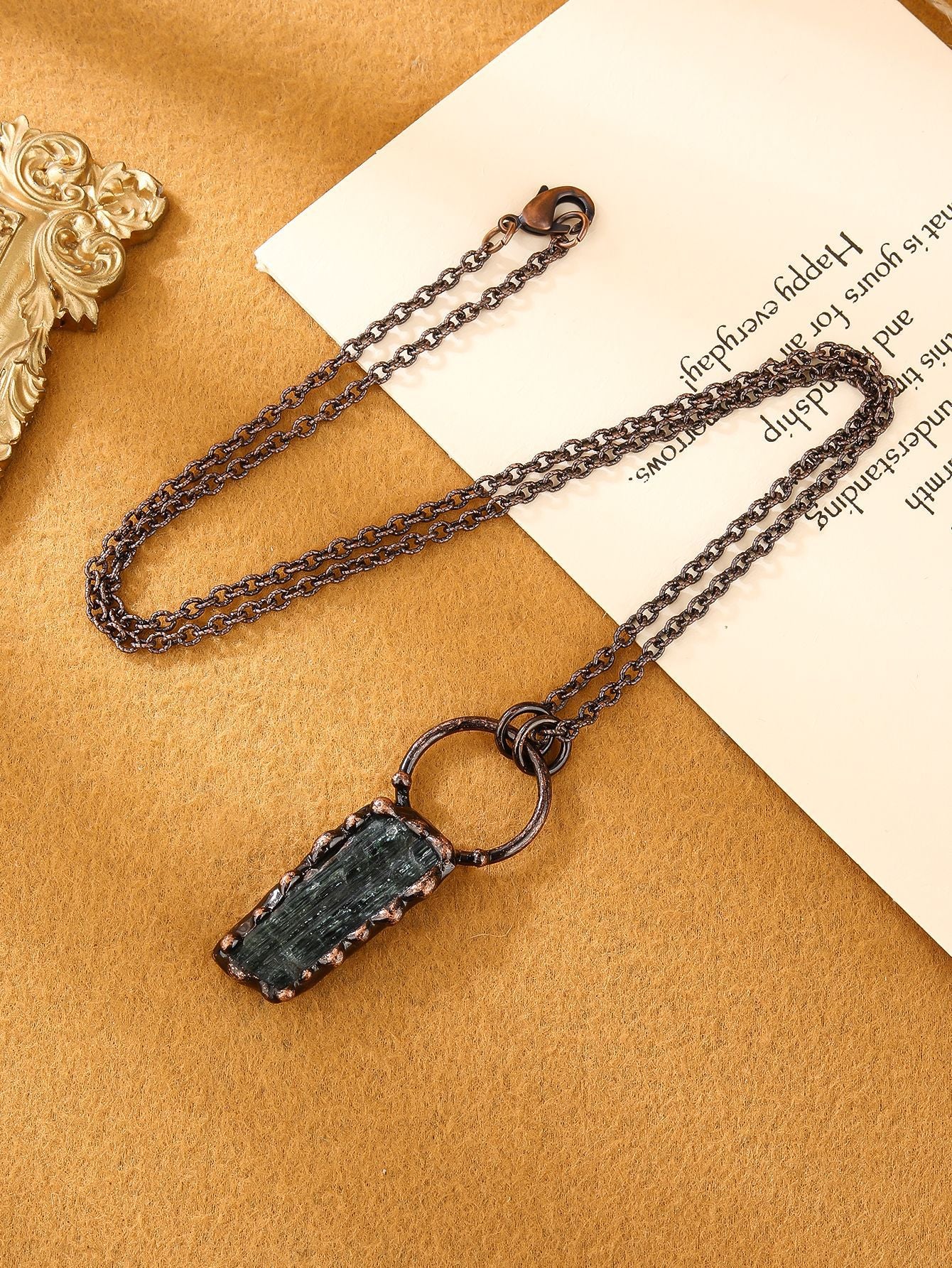 Vintage-Black Tourmaline Necklace