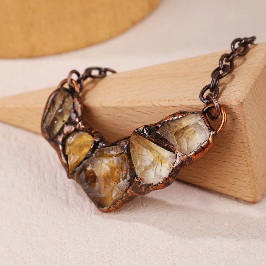 Vintage-Citrine Smile Necklace