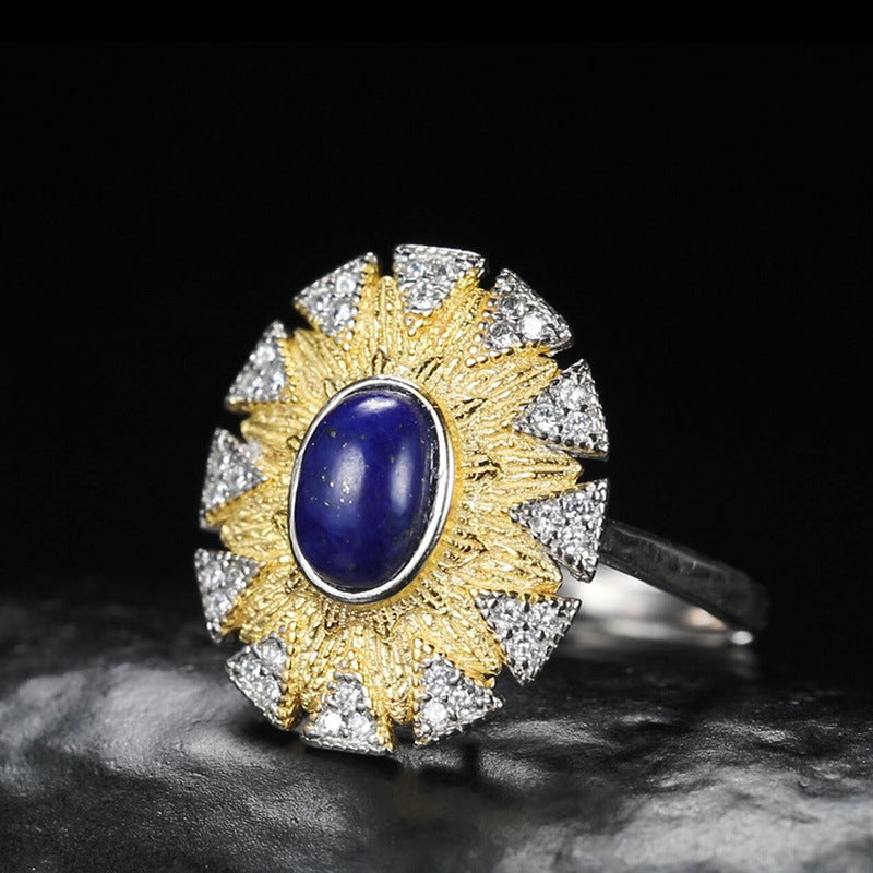 S925 Silver Ring with Natural Lapis Lazuli