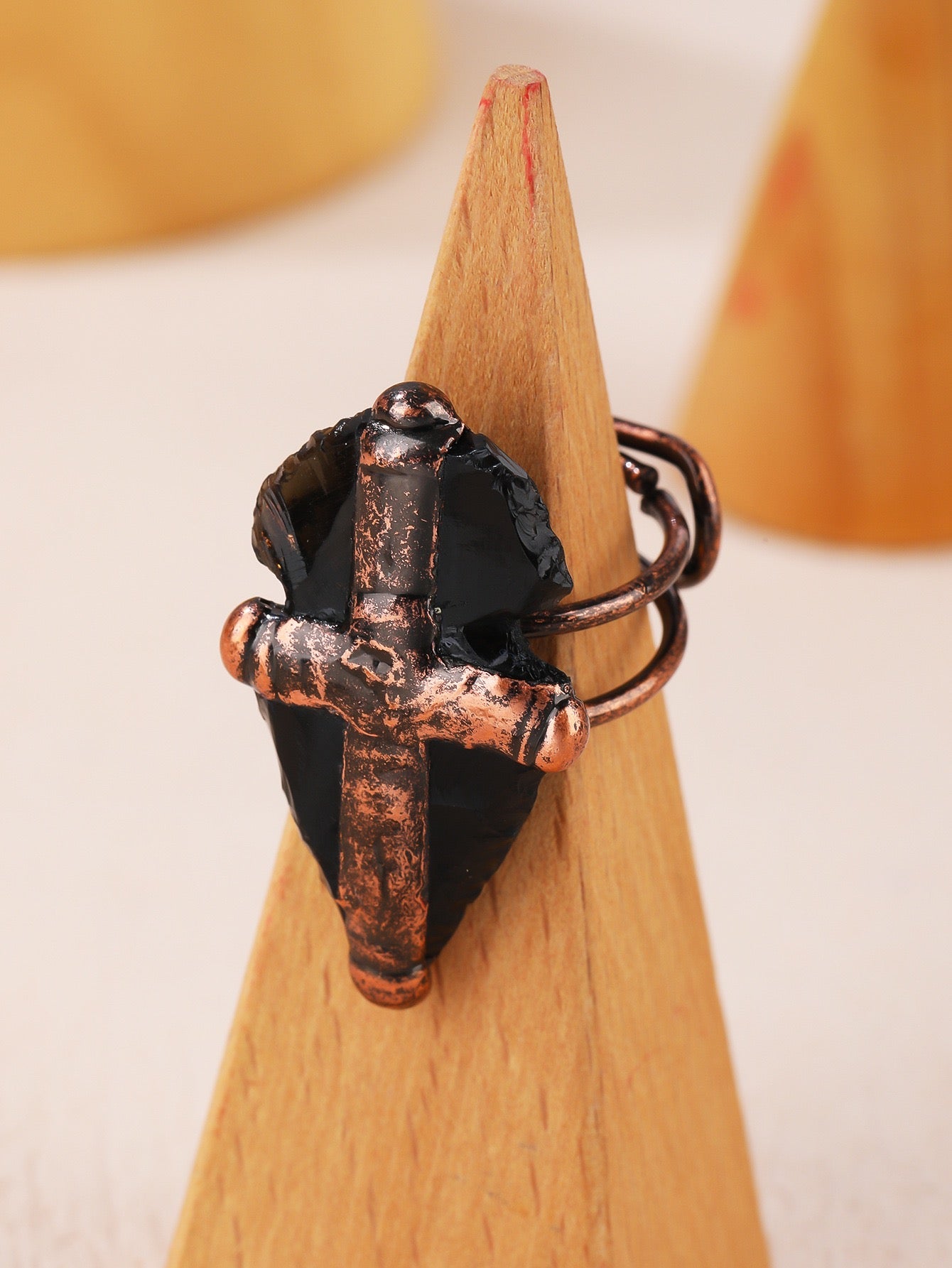 Vintage-Black Obsidian Rings