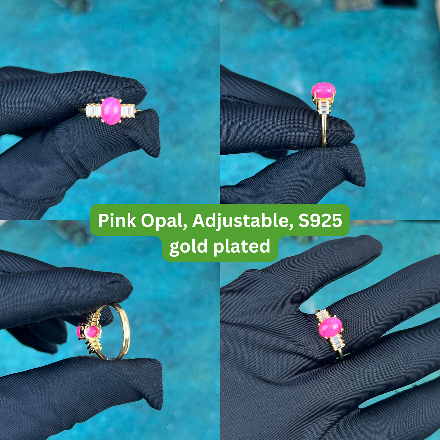 Pink Opal Ring Sterling Silver